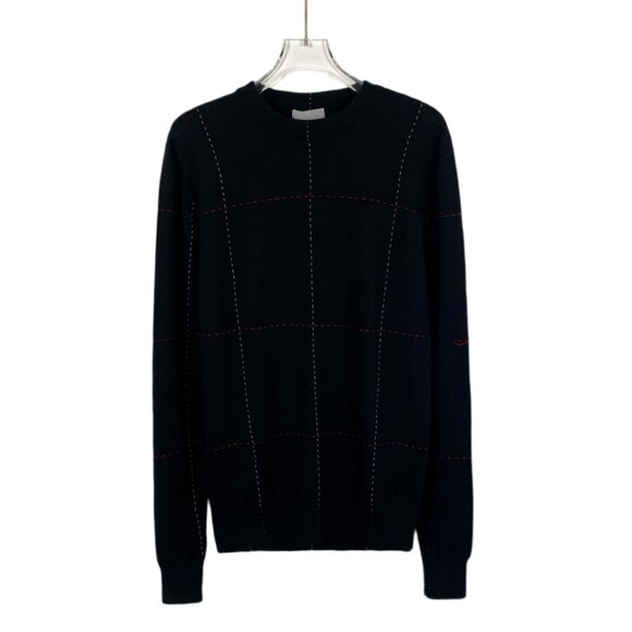CM0062 Dior black dotted design wool round neck long sleeve sweater XS size slig